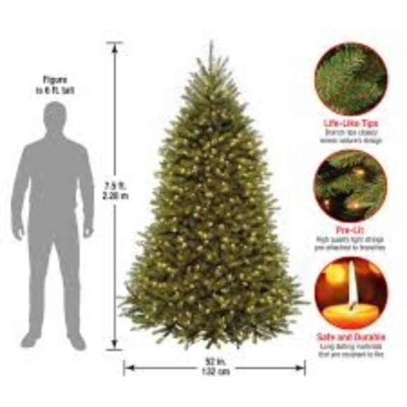 NEW National Tree Company Pre-lit Artificial Christmas Tree 7.5 ft - Picture 2 of 7